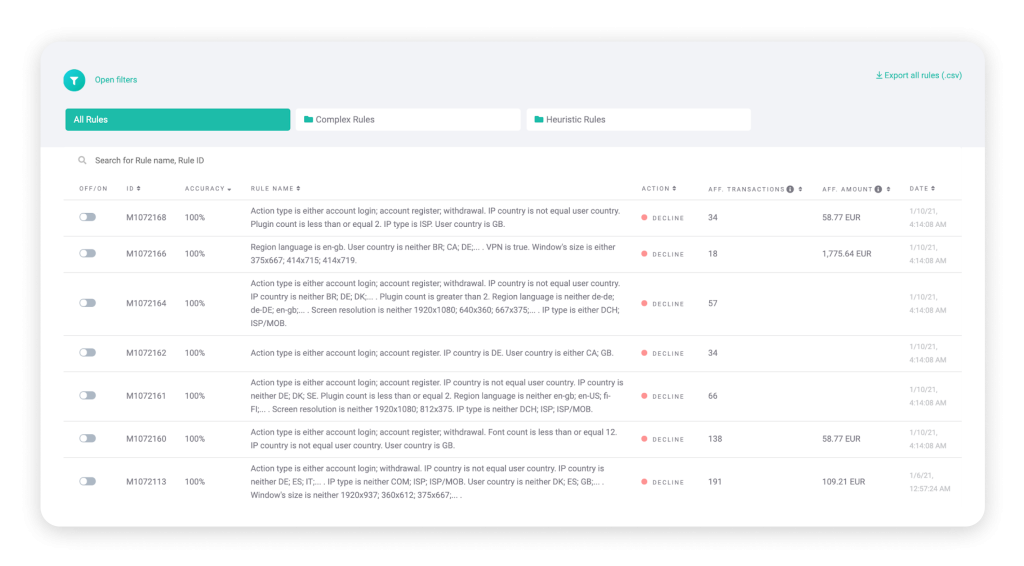 whitebox machine learning rules from SEON