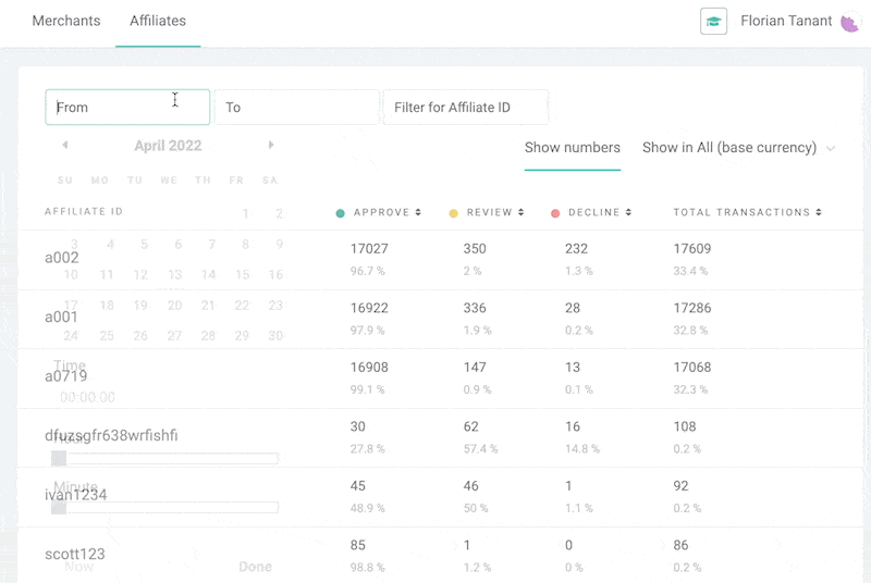 Affiliate filtering