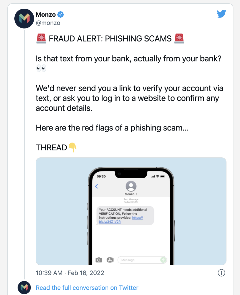 Monzo Twitter Phishing