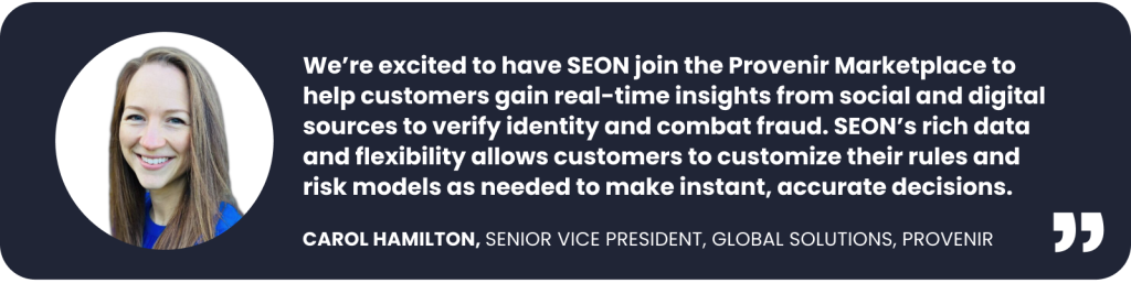 Provenir x SEON partnership quote