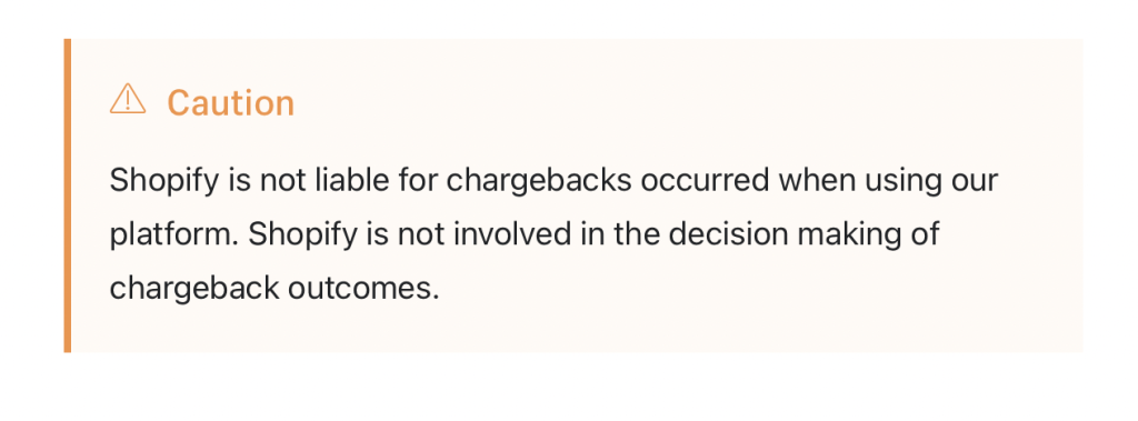 Shopify Chargeback Warning