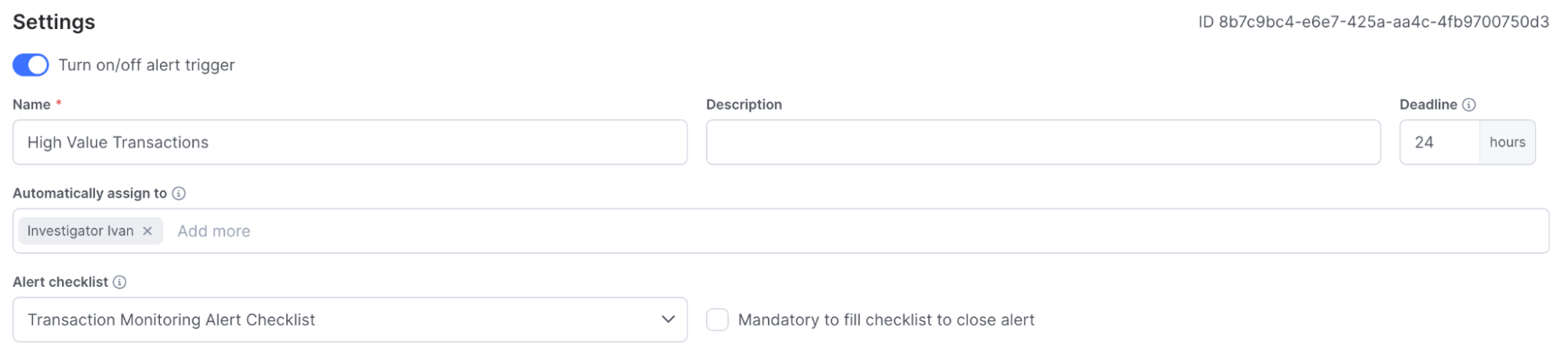 SEON AML dashboard showing alert assignment to streamline reviews and reduce fatigue.