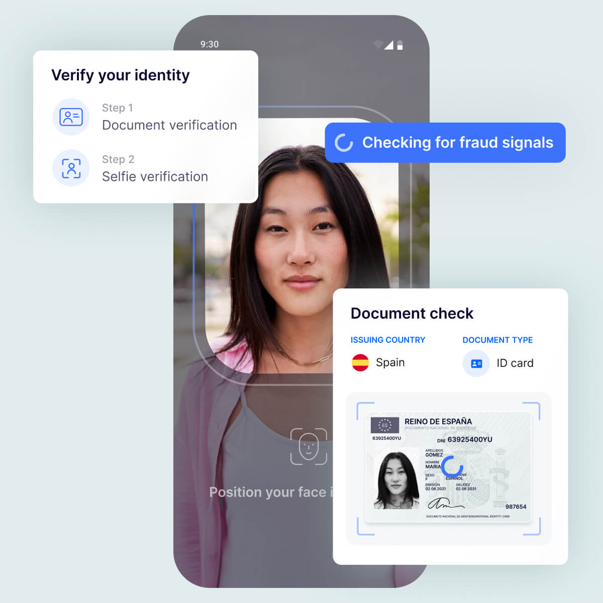 Passive liveness check with document verification and selfie face match