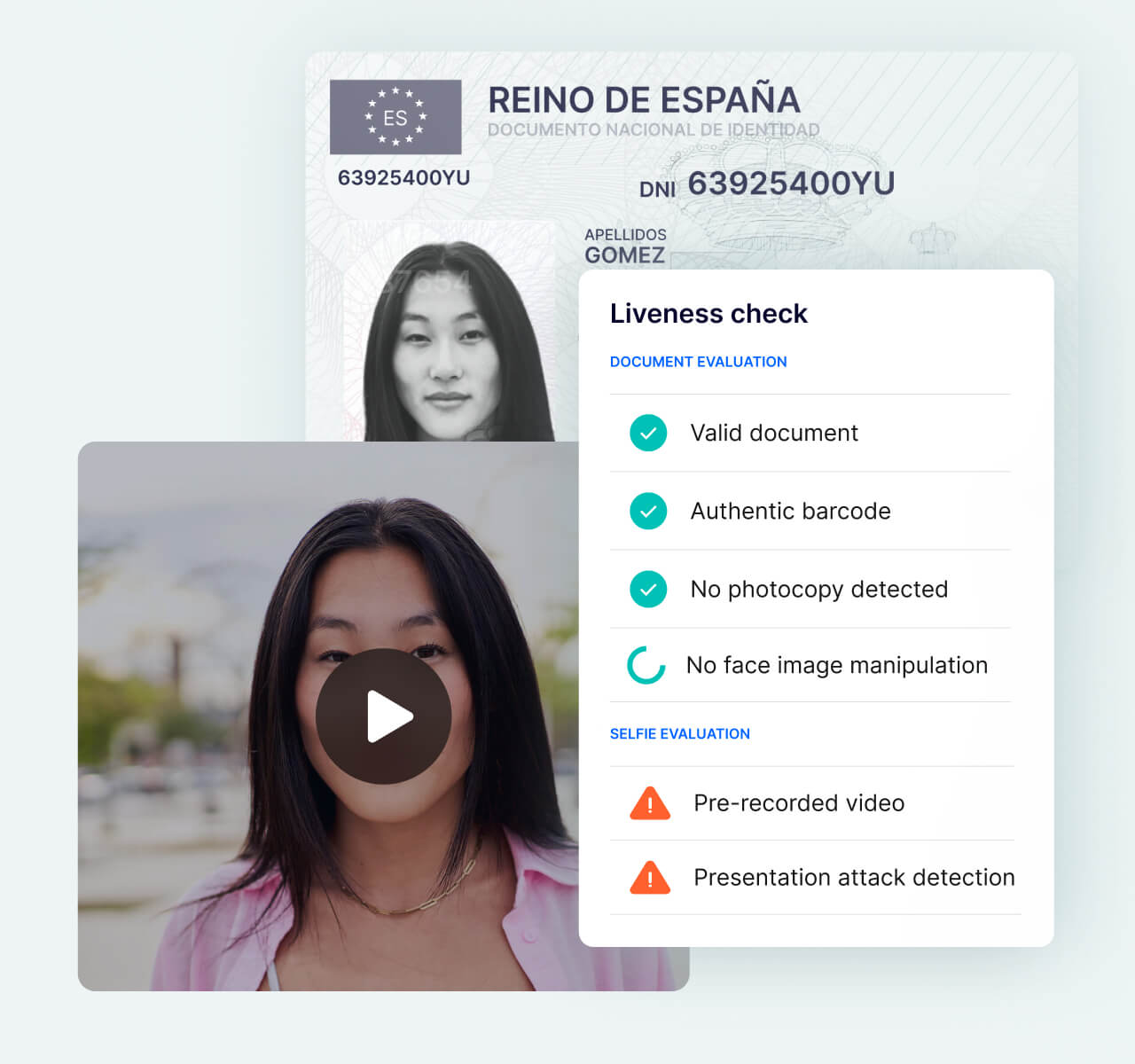 Document verification status with selfie evaluation in progress