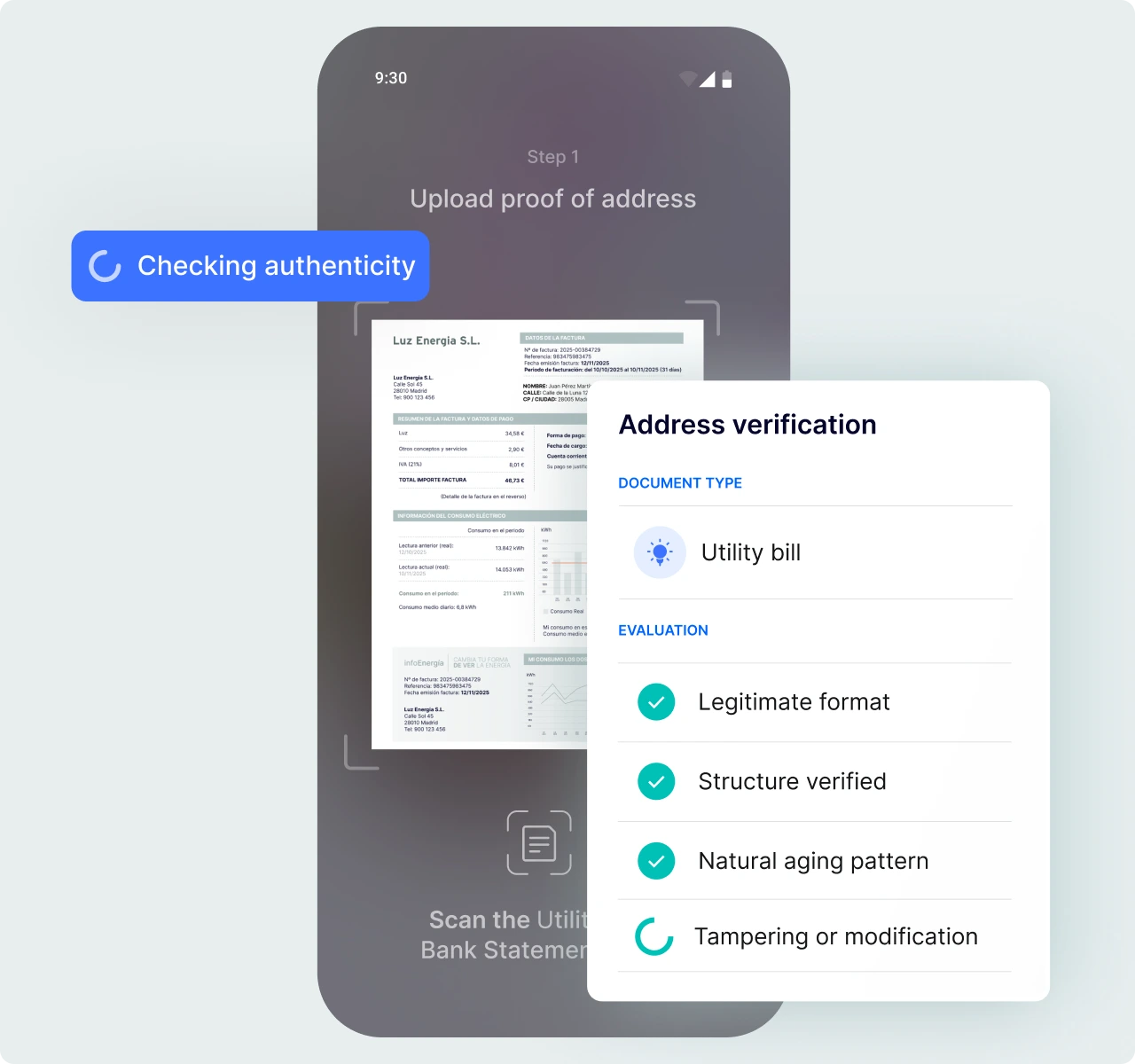 Address verification checking a document's structure to catch AI tampering